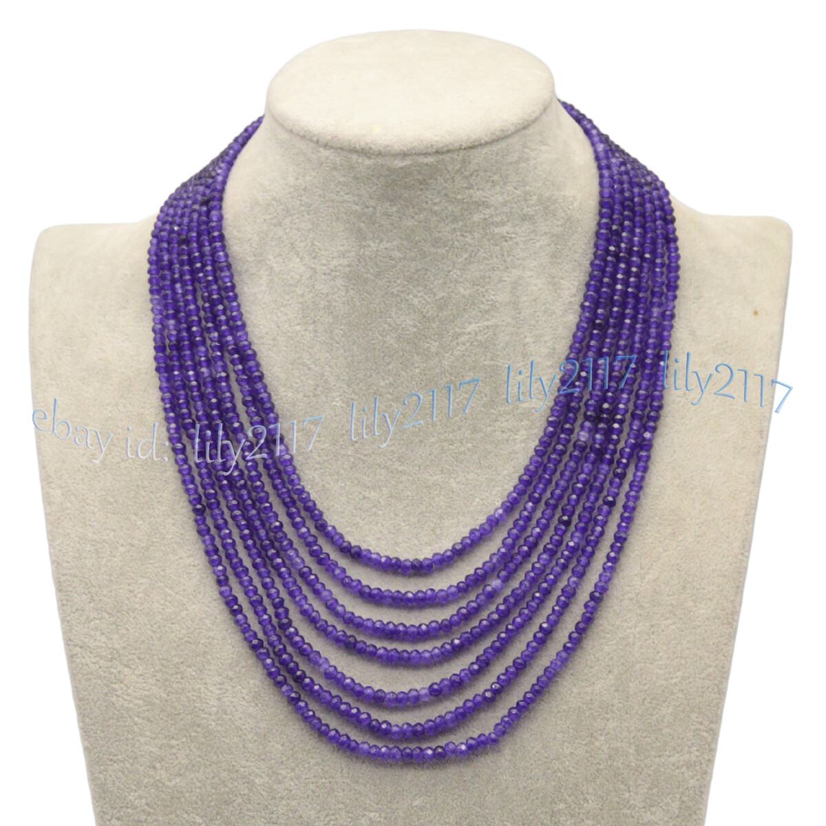 7 Rows Faceted 2x4mm Multicolor Jade Gemstone Rondelle Beads Necklaces 17-23”