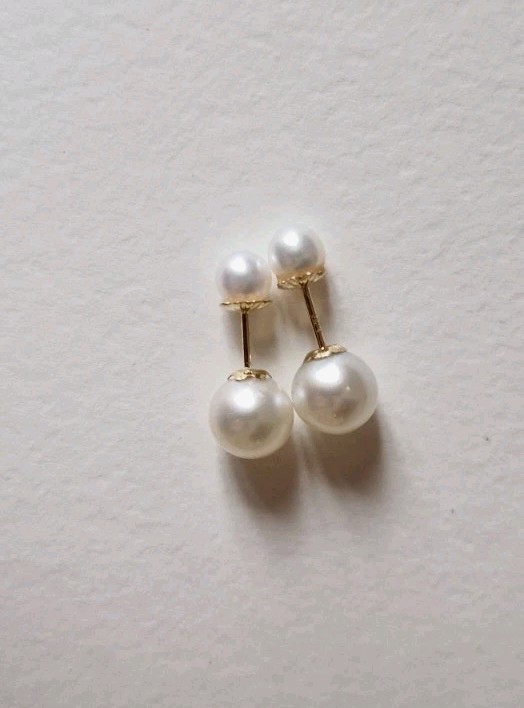 Akoya Pearl Double Stud Earrings Tribales 18ct