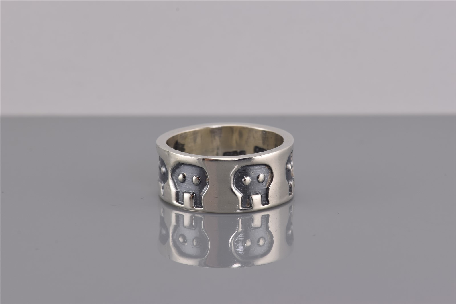 Sterling Silver Solid 8mm Carved Aliens Pacman Ghosts Band Ring Mex 925 Sz: 6