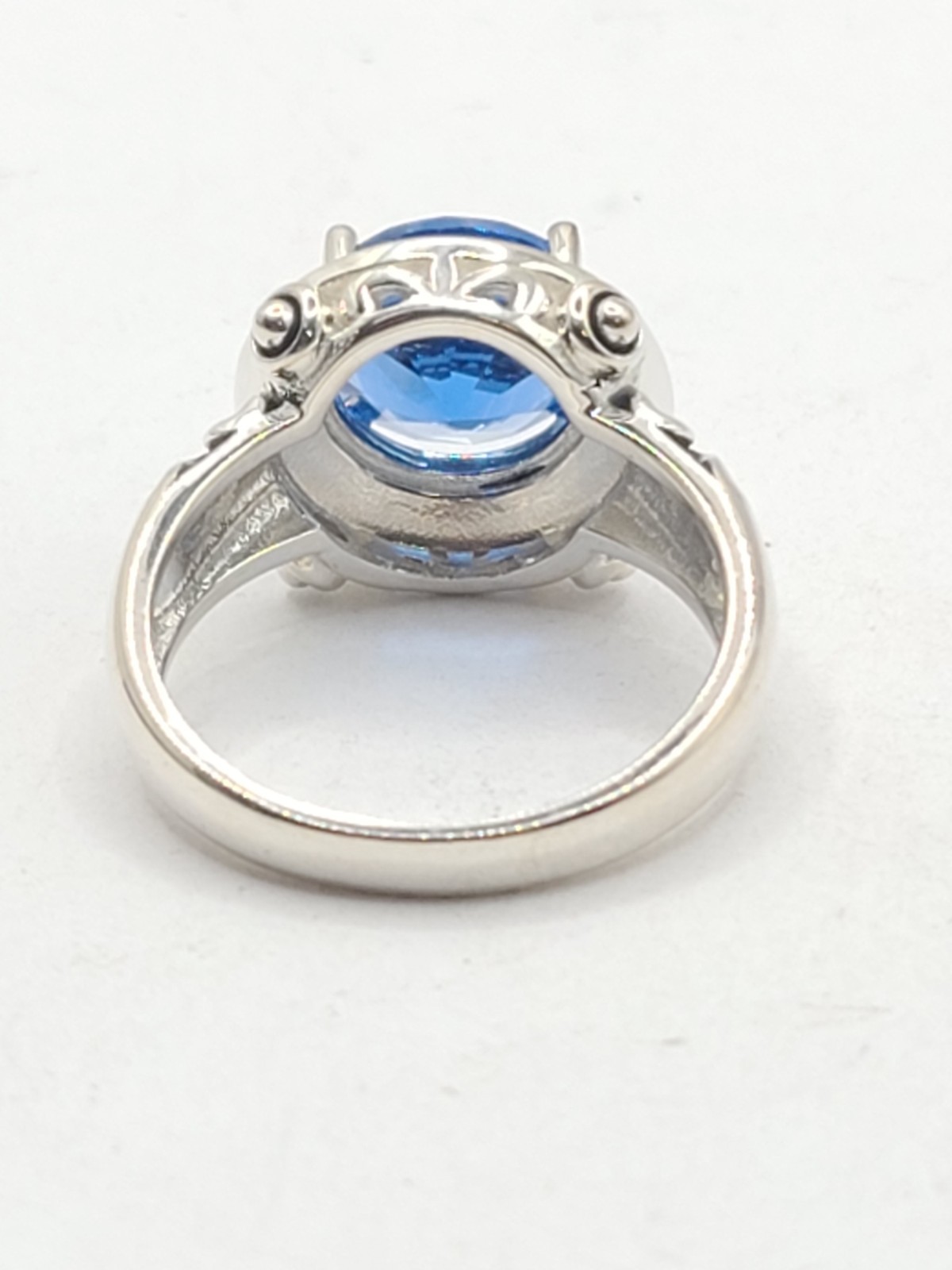 JTV Blue Lab Created Spinel Rhodium Over Sterling Silver Ring 3.27ctw sz 8