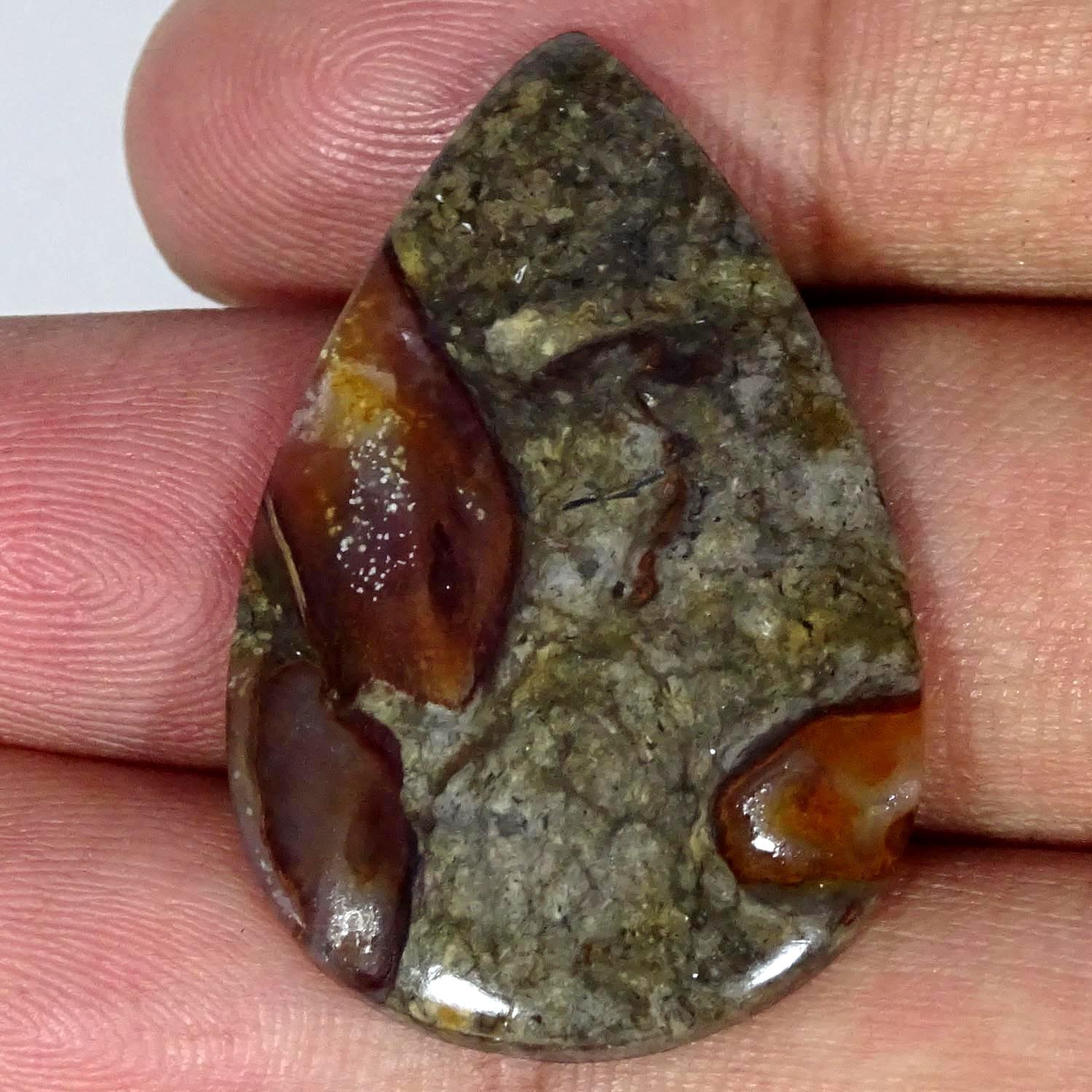 23.10Cts 100% Natural Rock Calci Agate Pear Cabochon Gemstone 23X36X3MM