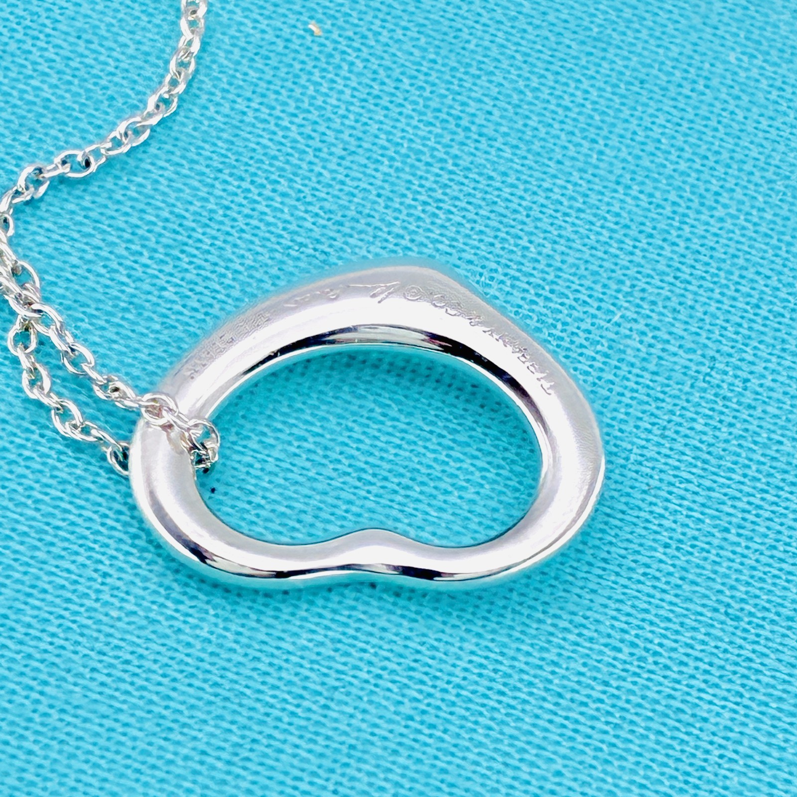 Tiffany & Co. Small Open Heart Pendant Necklace Elsa Peretti Sterling Silver925