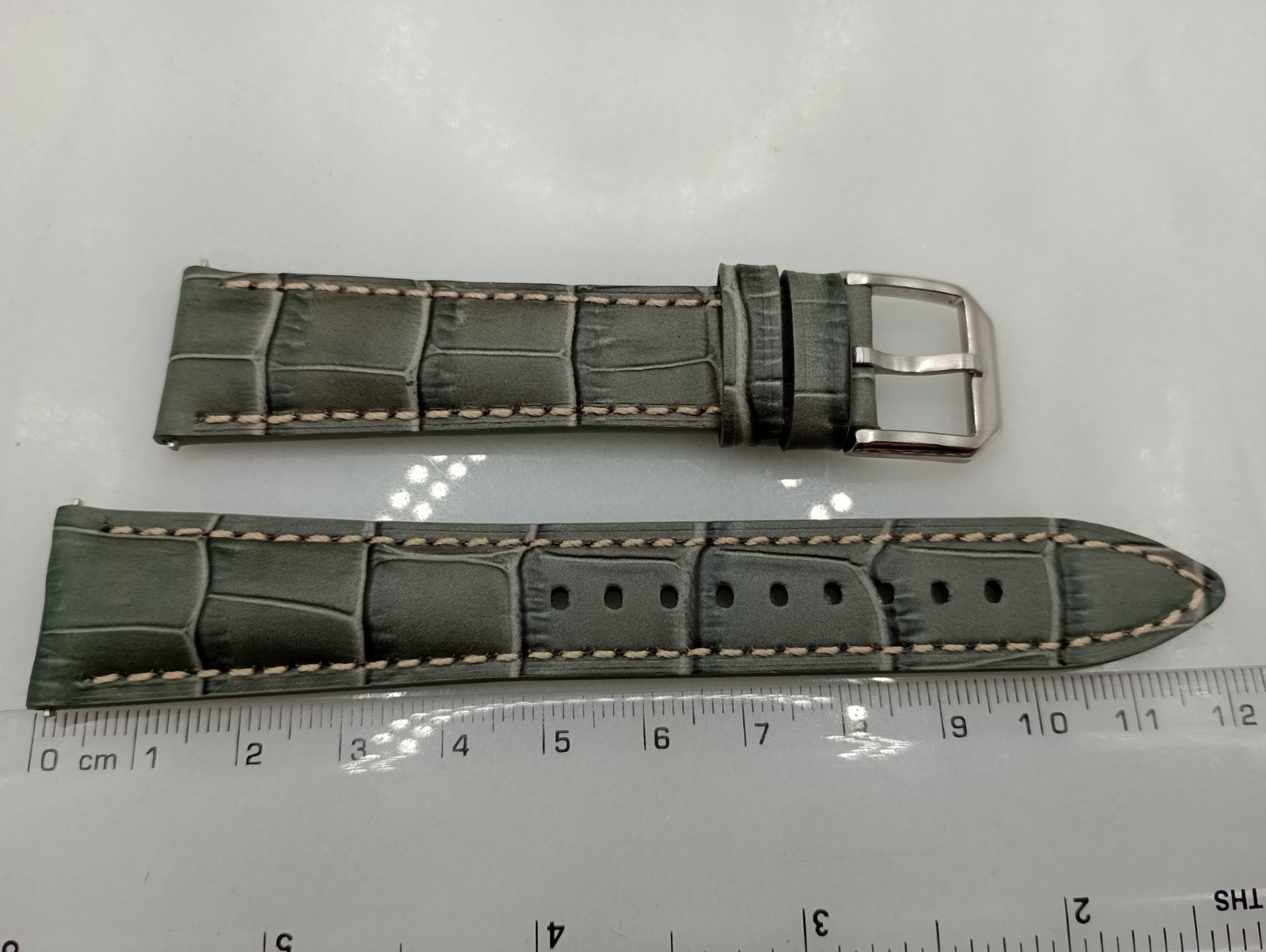 New 20mm Geckota Watchgecko Alligator Grain Calf Leather Grey Watch Strap 6B148
