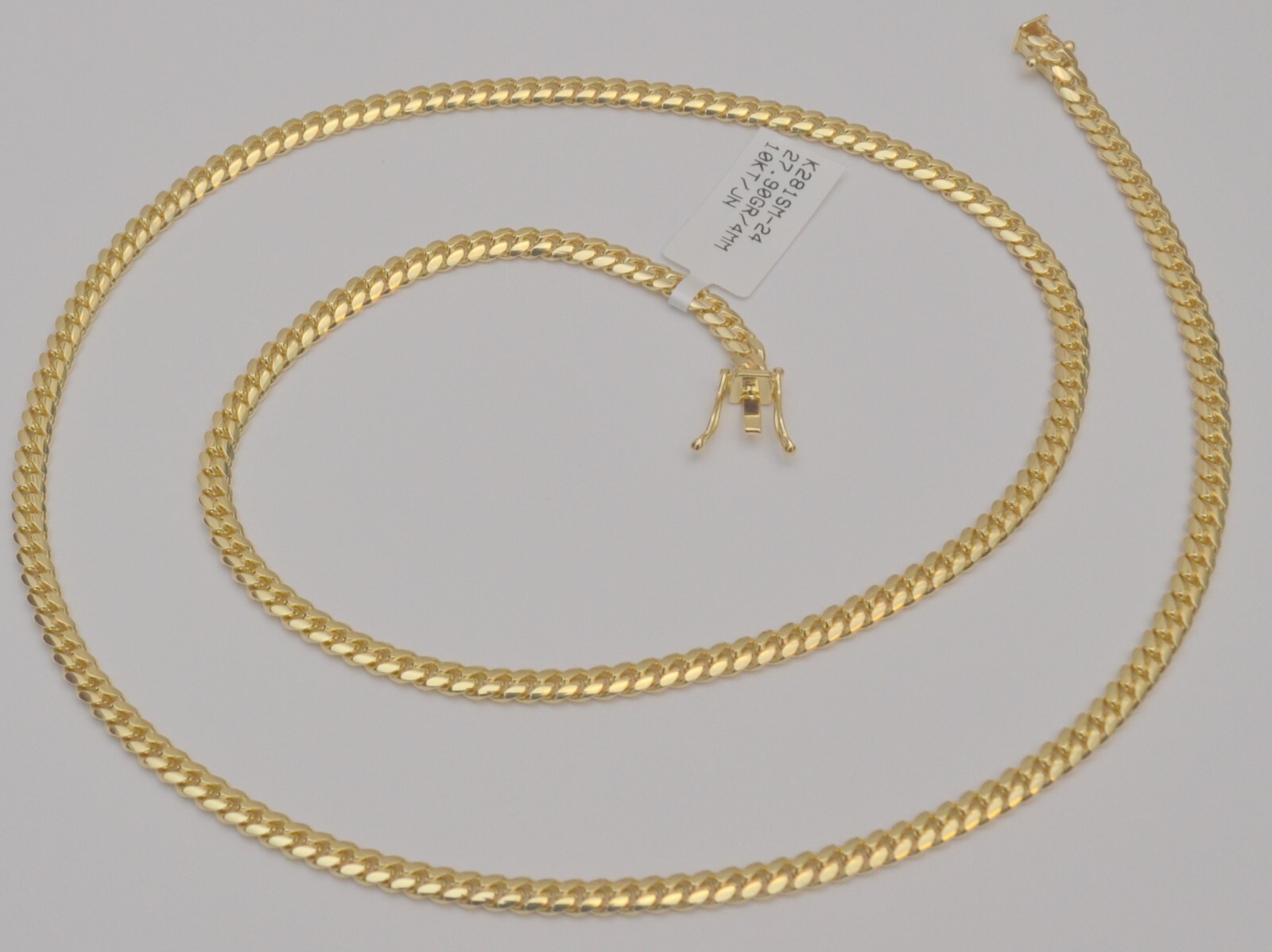 10K Solid Yellow Gold Miami Cuban Chain Link Necklace 24 In 27.9 gr 3.9 mm
