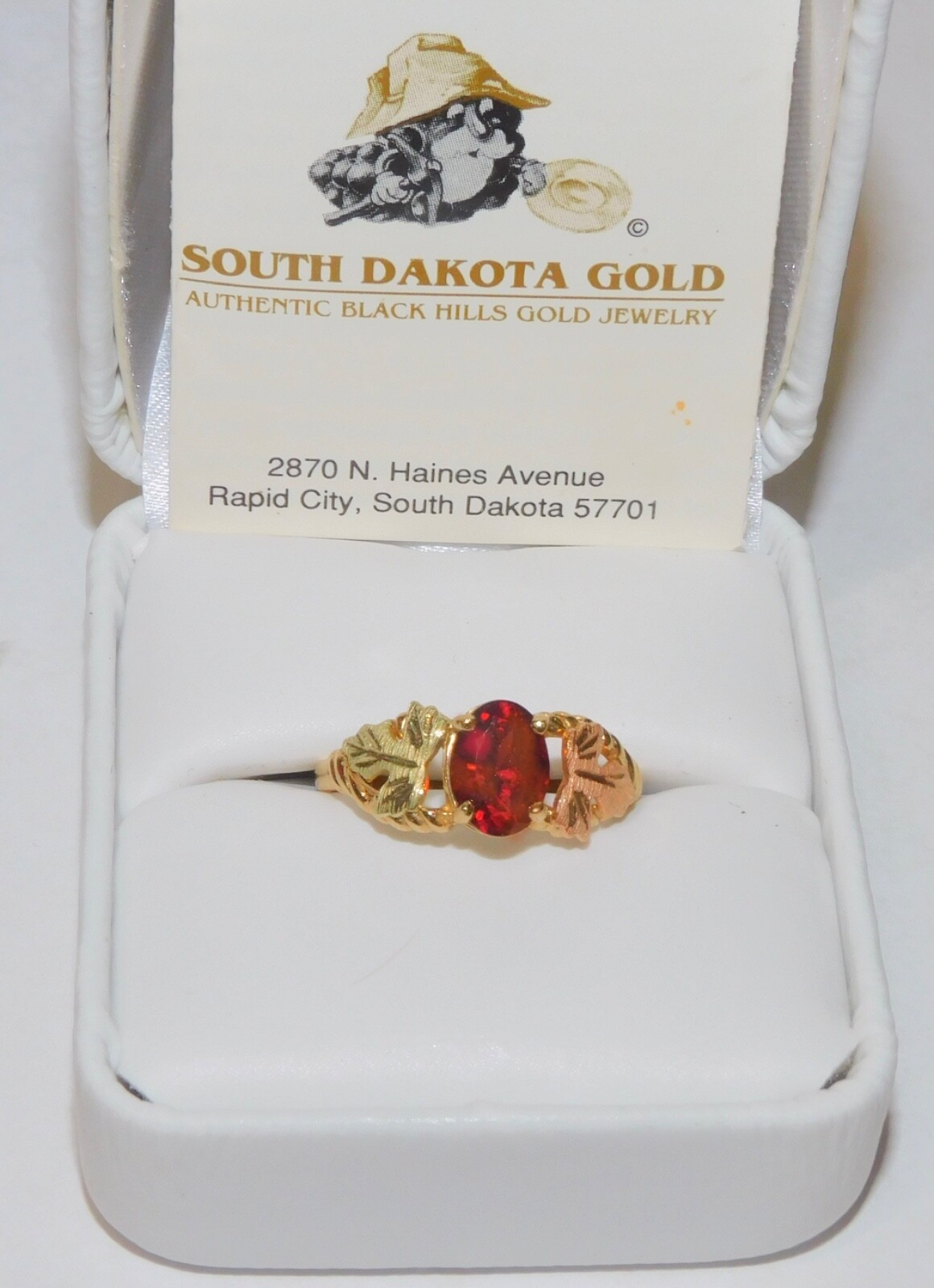 Black Hills Gold 10k Garnet Leaves Ring Size 8