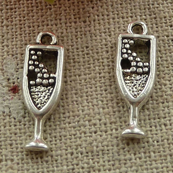 Free Ship 200 pcs tibetan silver Wine Glass charms 20X7mm L-3372