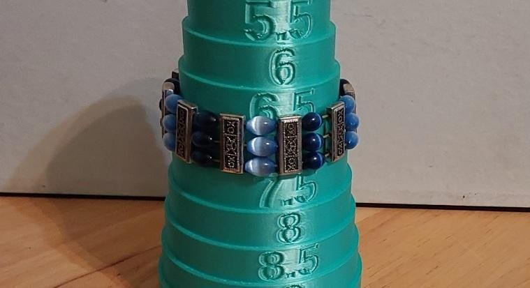 Blue beaded Silvertone Stretch Bracelet