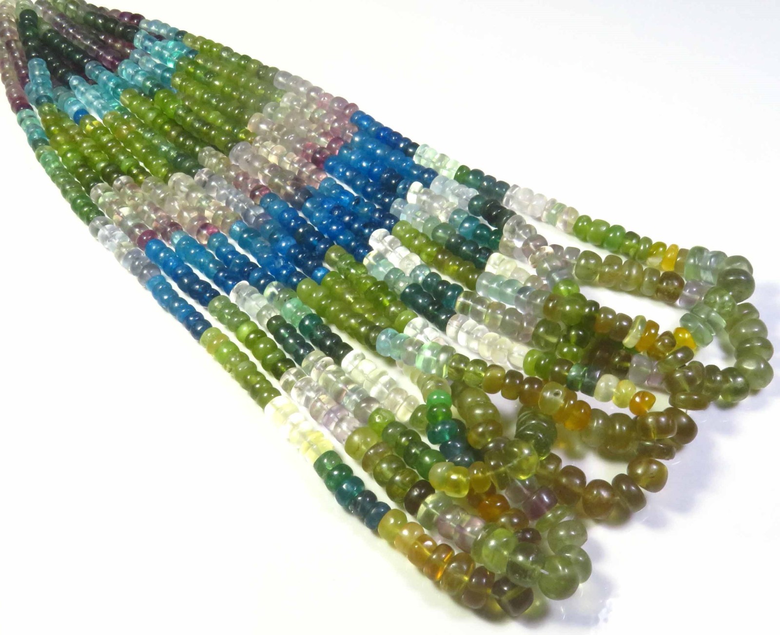 Apatite Rondelle Gems Beads 16″Inch Natural Multi Apatite Plain Beads 4.5-8mm LC
