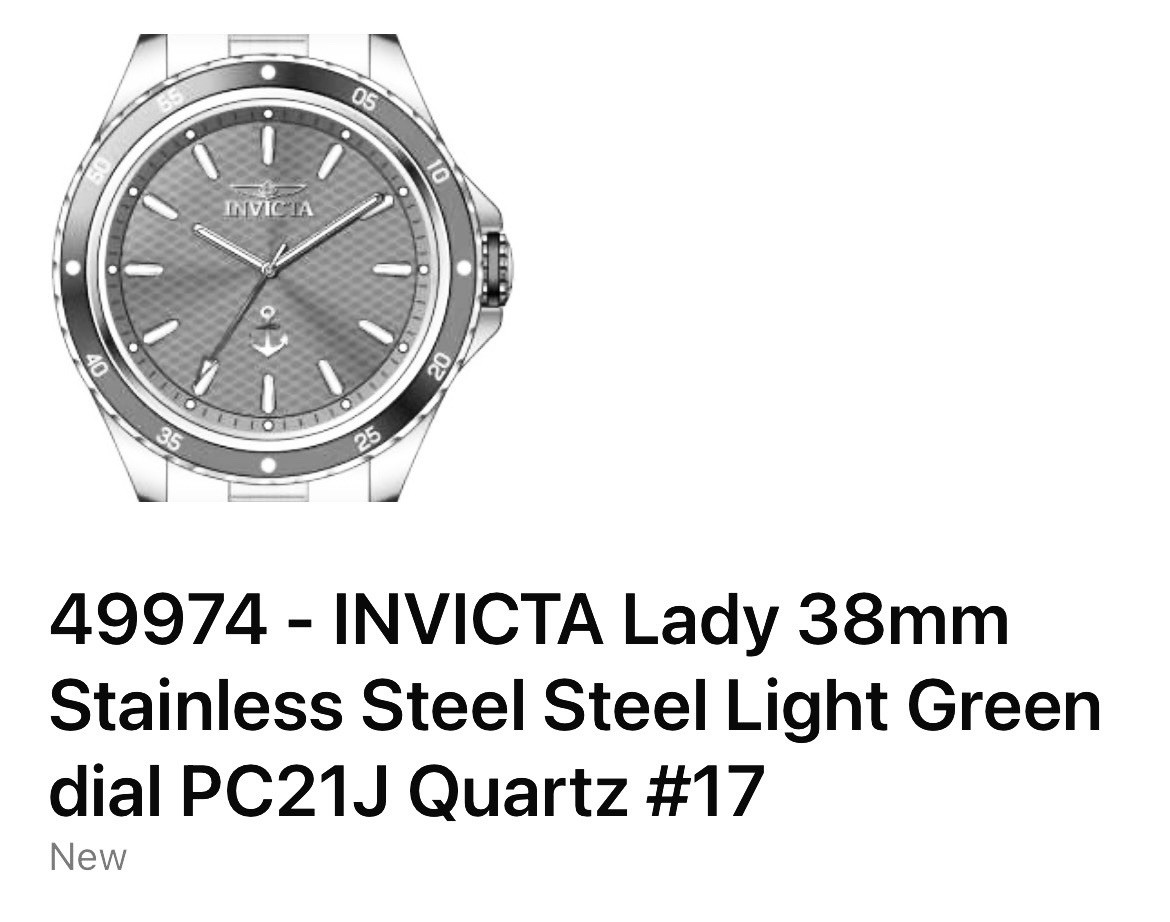 INVICTA Lady 38mm Stainless Steel Steel Light Green dial PC21J Quartz