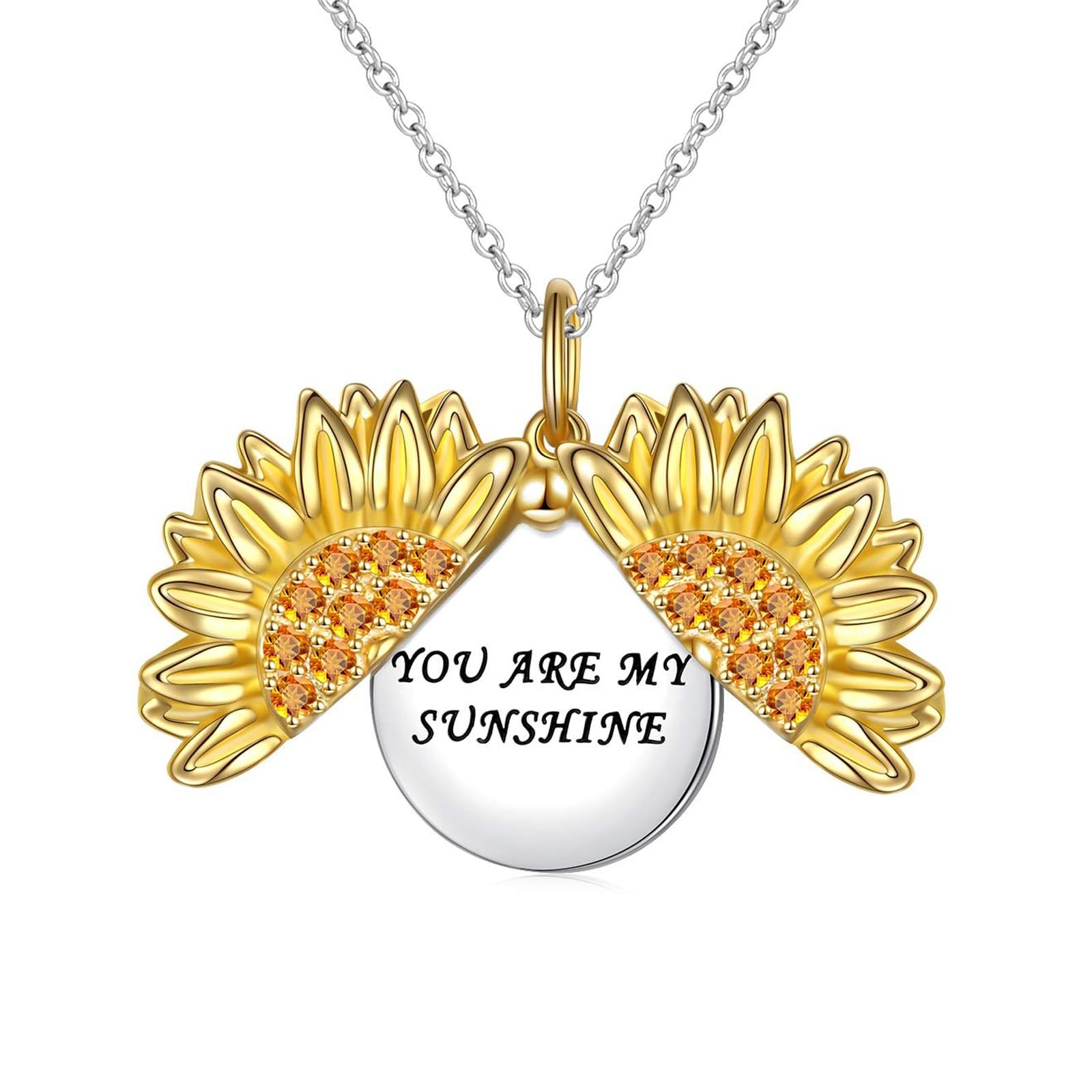 Sunflower Locket Necklace for Women – Sterling Silver Photo Pendant Jewelry