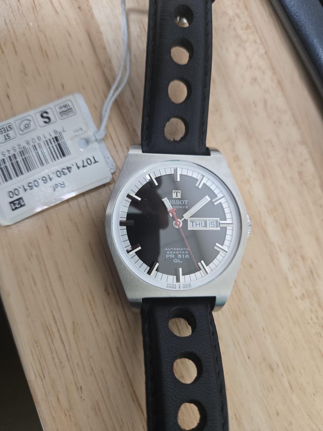 NOS Tissot Heritage PR 516 T071.430.16.051.00 Auto Men Black Dial Watch Leather