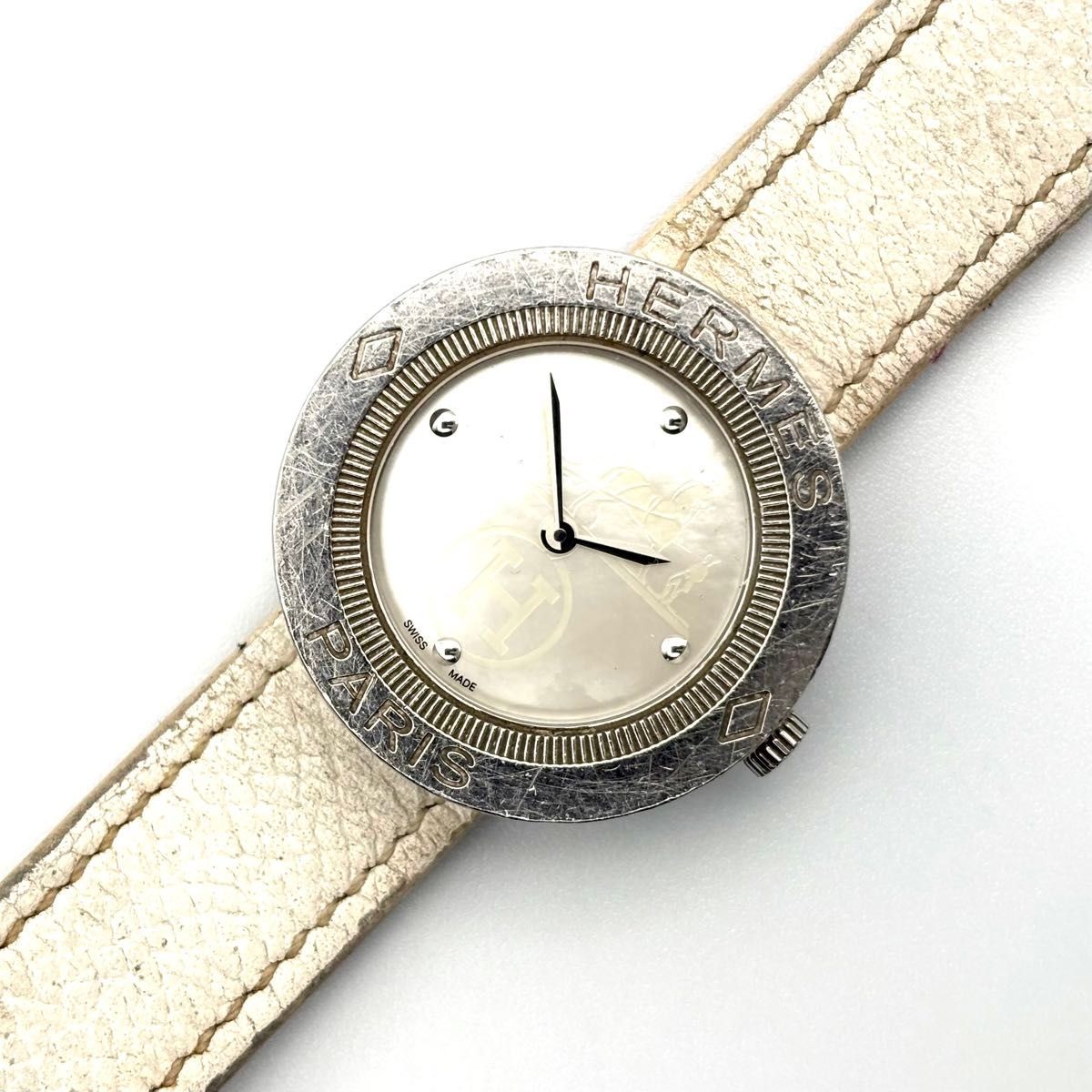 [B1P] HERMES Pass Pass PP1.410 Shell Logo Quartz Watch [x6n]