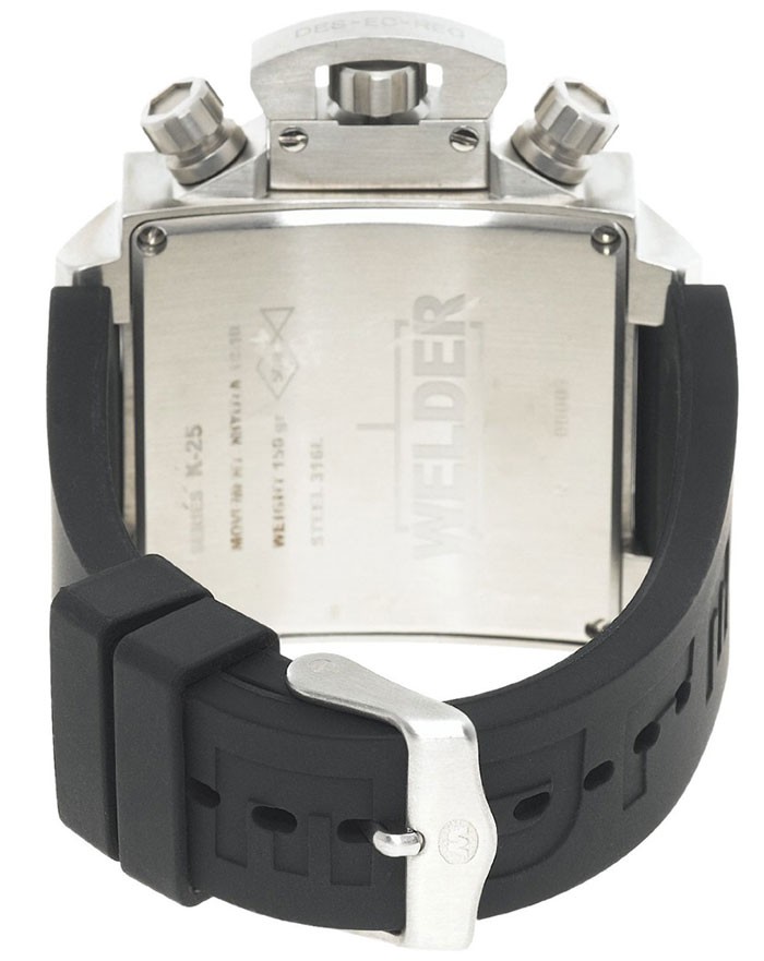 Welder by U-Boat K25 Chronograph Square Black Rubber/Leather Mens Watch K25-4200