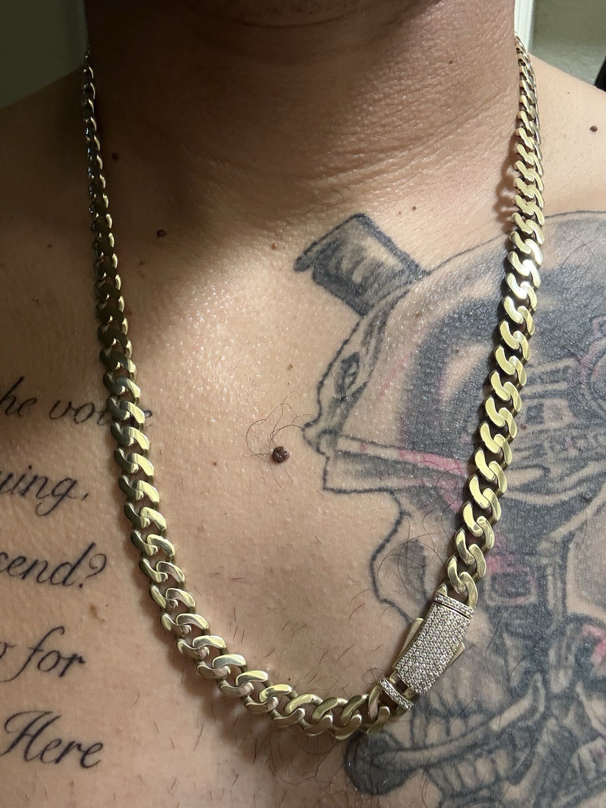 14k Gold Monaco Chain 24” Pave Lock 35g