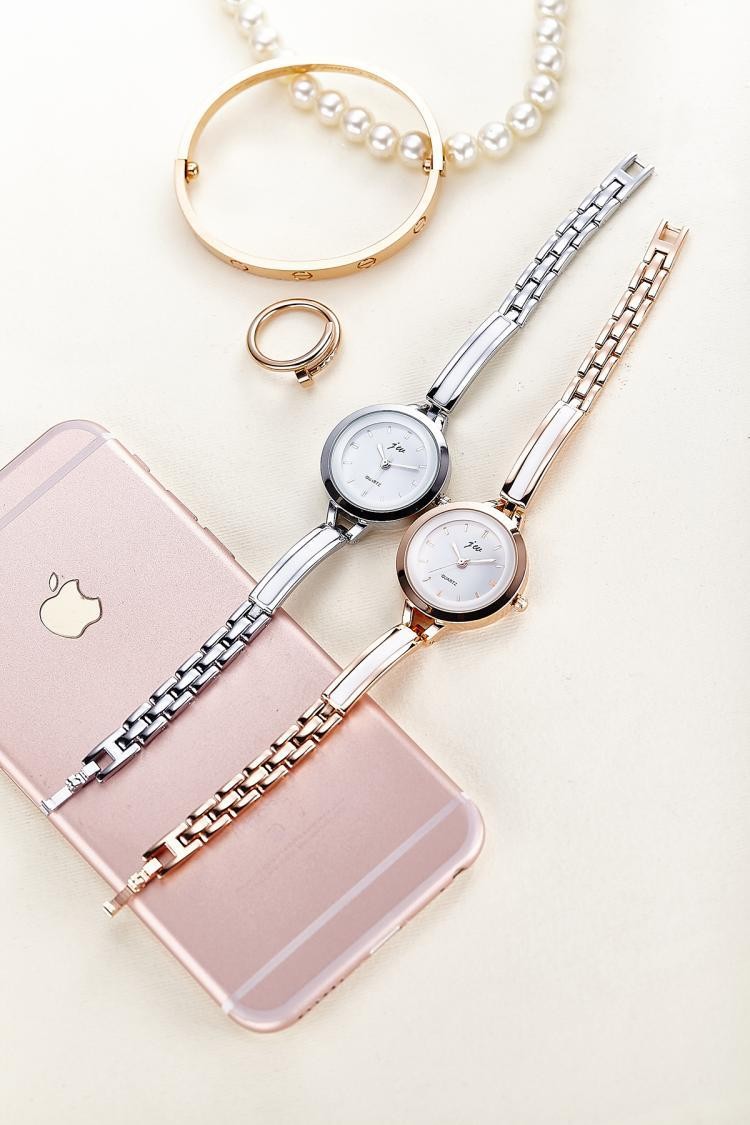 Women Rose Gold White Bangle Bracelet Watch Round Dial Quartz Jewelry