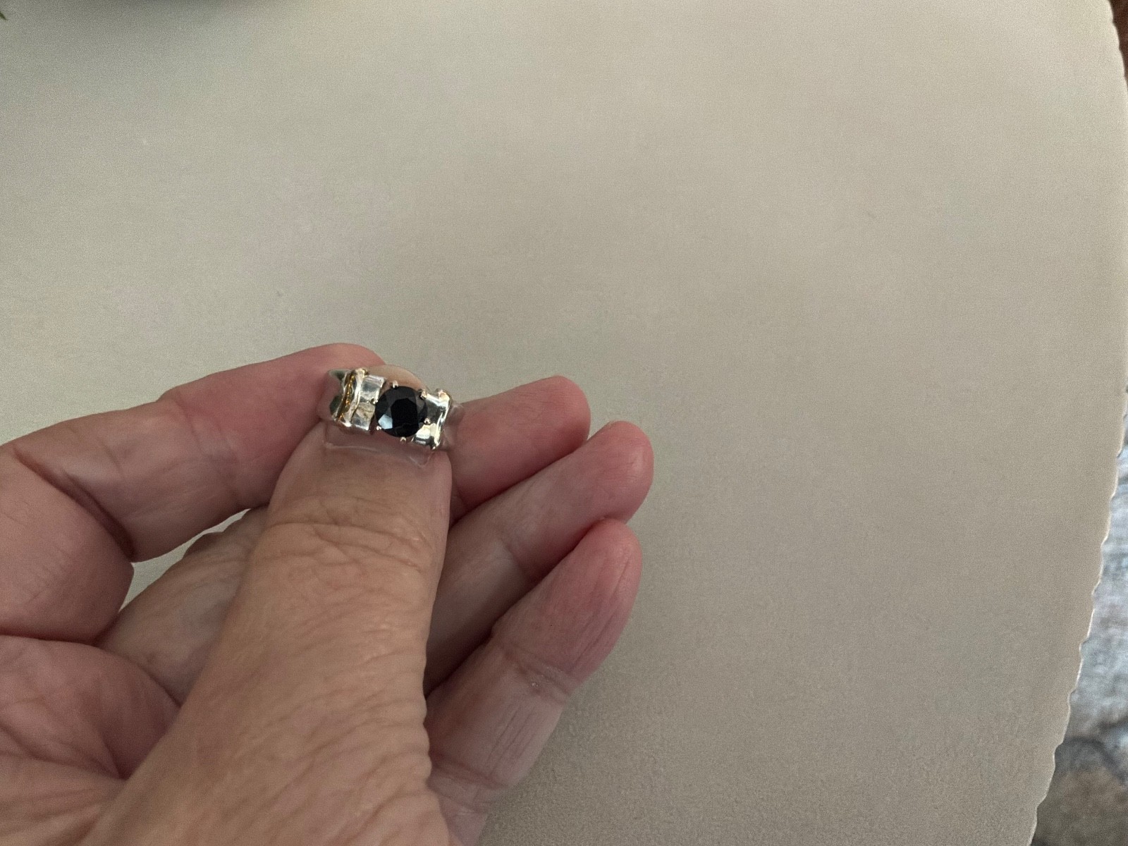 Vintage Purple Spinel Sterling Silver & 14k Yellow Gold Band Ring 1970’s