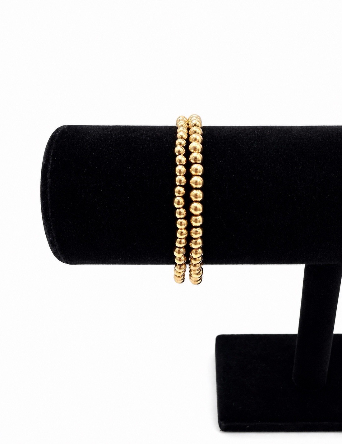 18K Gold PVD Beaded Bracelet Set for Women Stackable Stainless Steel Gift