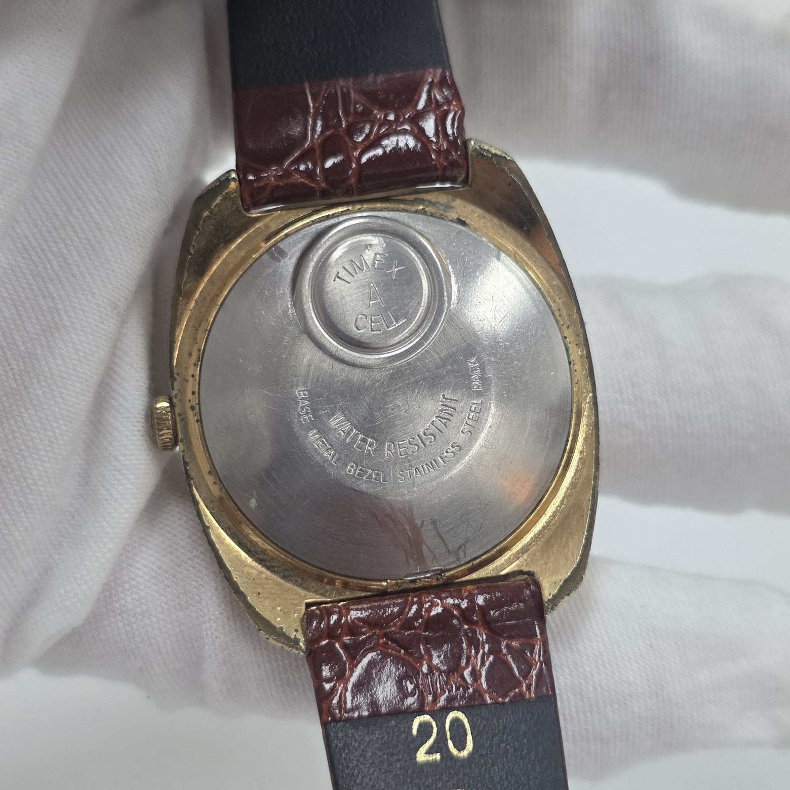 Vintage Timex Electric Mens Watch 35mm Dynabeat Date Gold Tone New Battery