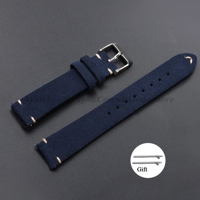 18 19 20 21 22 MM Soft Suede Leather Vintage Strap Watch Band Quick Release
