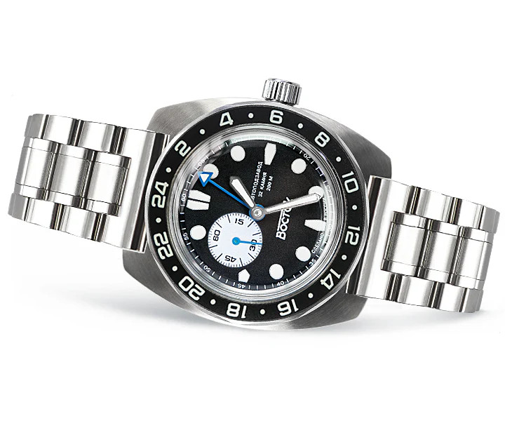 Vostok Amphibia 17037B GMT Watch Batman Automatic USA Seller