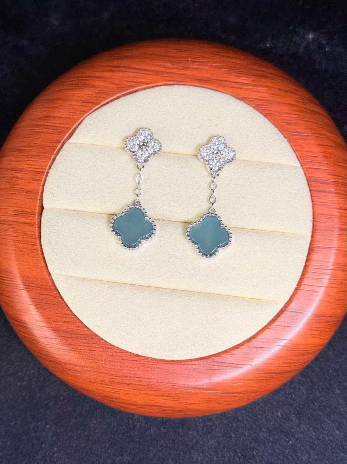 Nice 100% Natural sky blue jadeite stud earrings