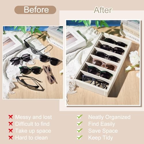 Pcs Velvet Sunglasses Organizer Tray 6 Grid Sunglass Organizer Velvet 2 Beige