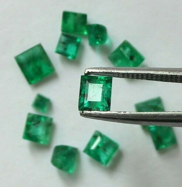 2.5mm to 3.5mm Natural Square, Green Zambian Emerald, Deep Green colour, #445