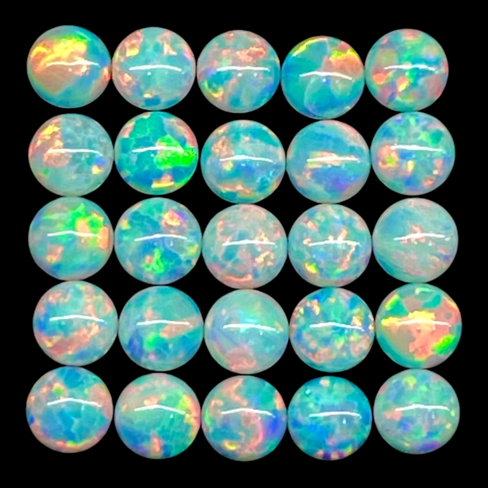 25 Pcs Australian Opal 2.5mm Round Cabochon AAA Quality Lab Created Gemstones