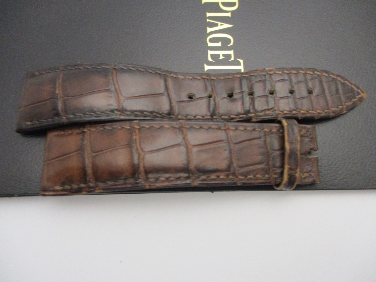 PIAGET 21mm x 18mm Brown Reptilian Leather Watch Band Straps 115mm & 85mm Long