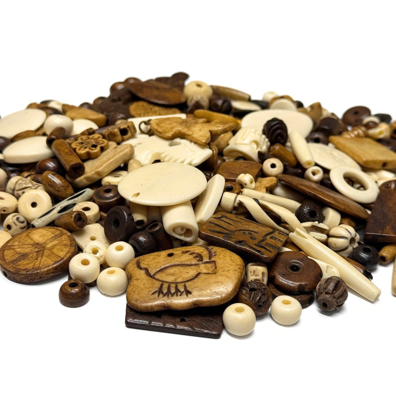 Assorted Bone Buttons, Beads, Spaces, and other Accessories