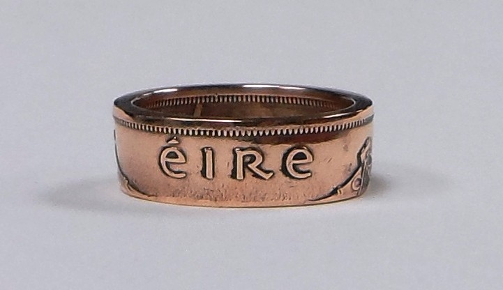 “Sealed” Ireland Ring hand made from Irish half Penny coin in sizes 6-14