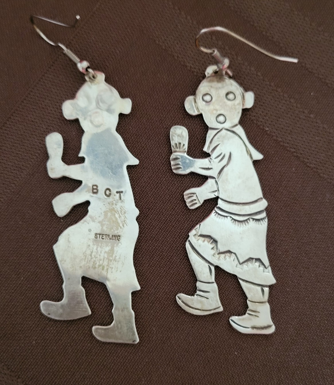 Navajo Floyd Bicenti signed BCT vintage sterling silver earrings