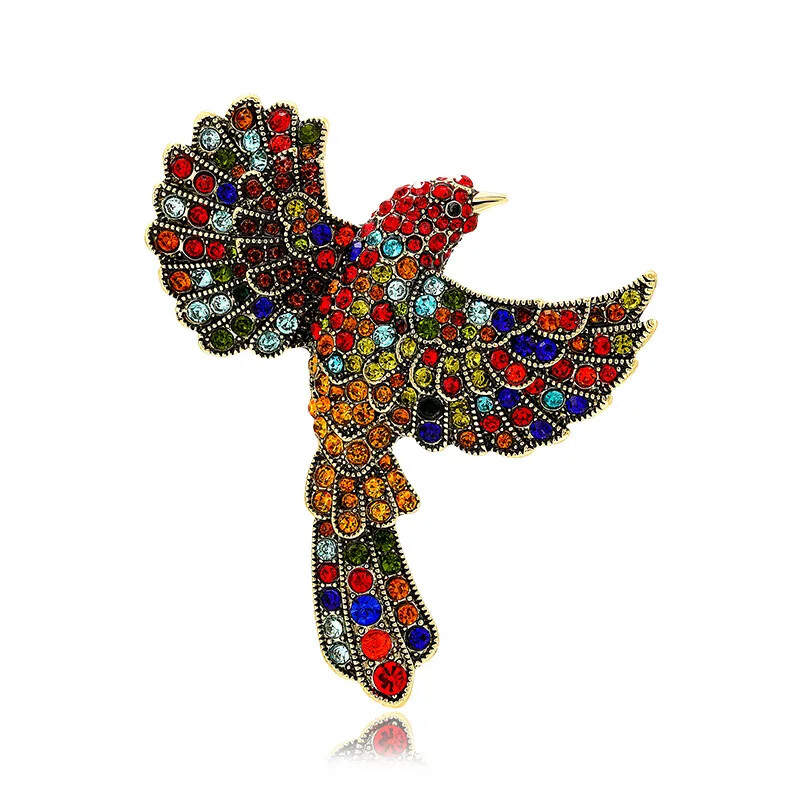 Women Men Colorful Rhinestone Bird Luxury Brooch Pins Crystal Badges Accessories