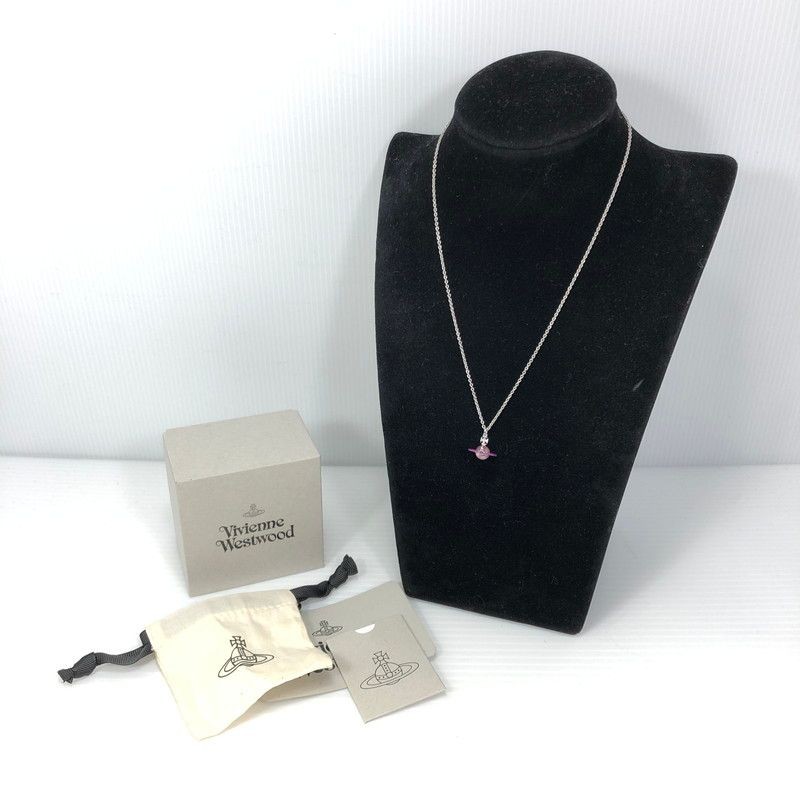 Vivienne Westwood Petite Orb Pendant Necklace Silver Pink