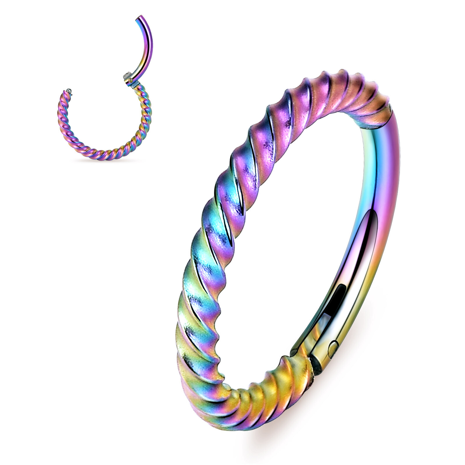 16G Stainless Steel Hinged Ring Braided Septum Clicker Nose Helix Tragus Earring