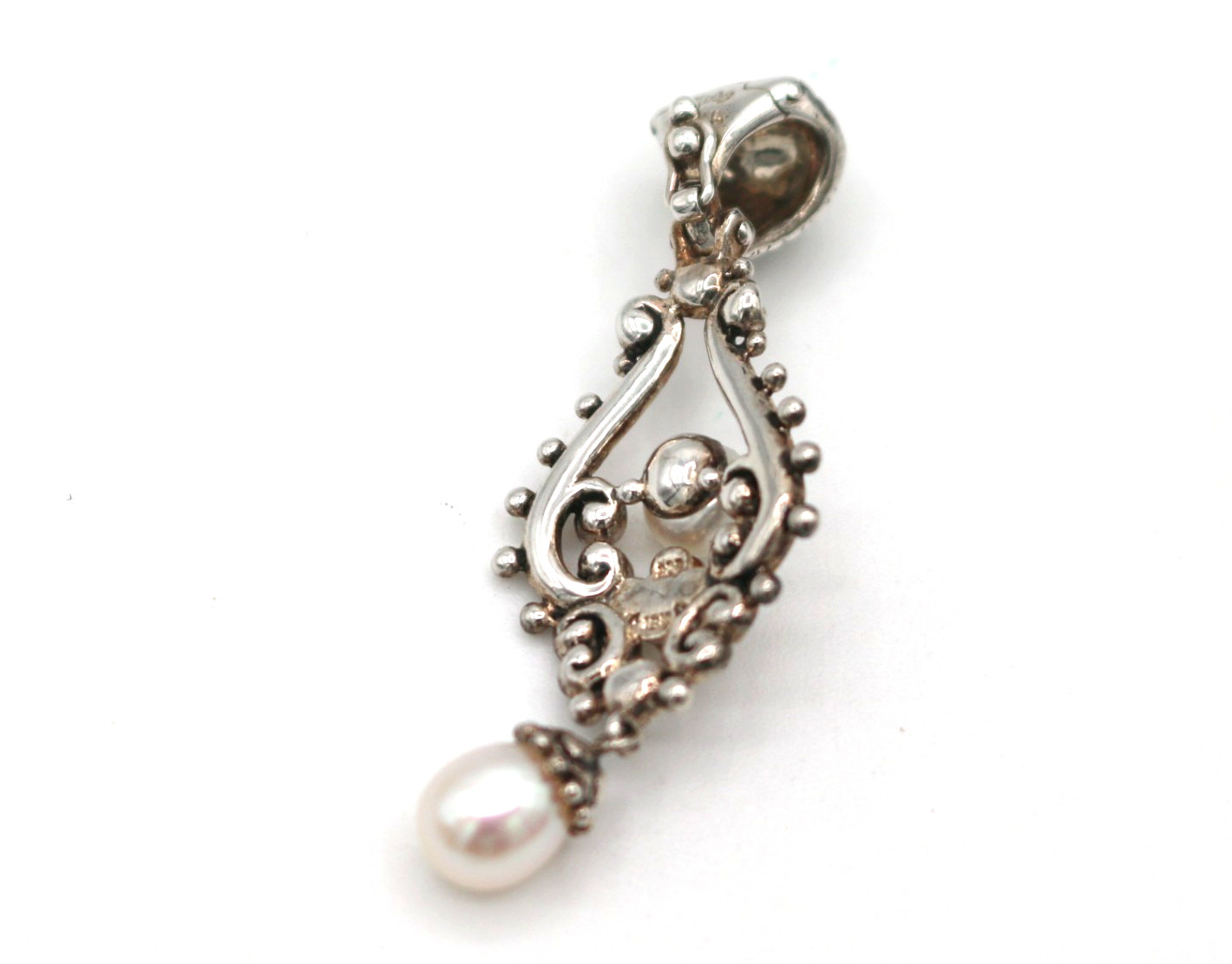 Barbara Bixby Sterling Silver 18k Gold w Pearls Floral Filigree Pendant Enhancer