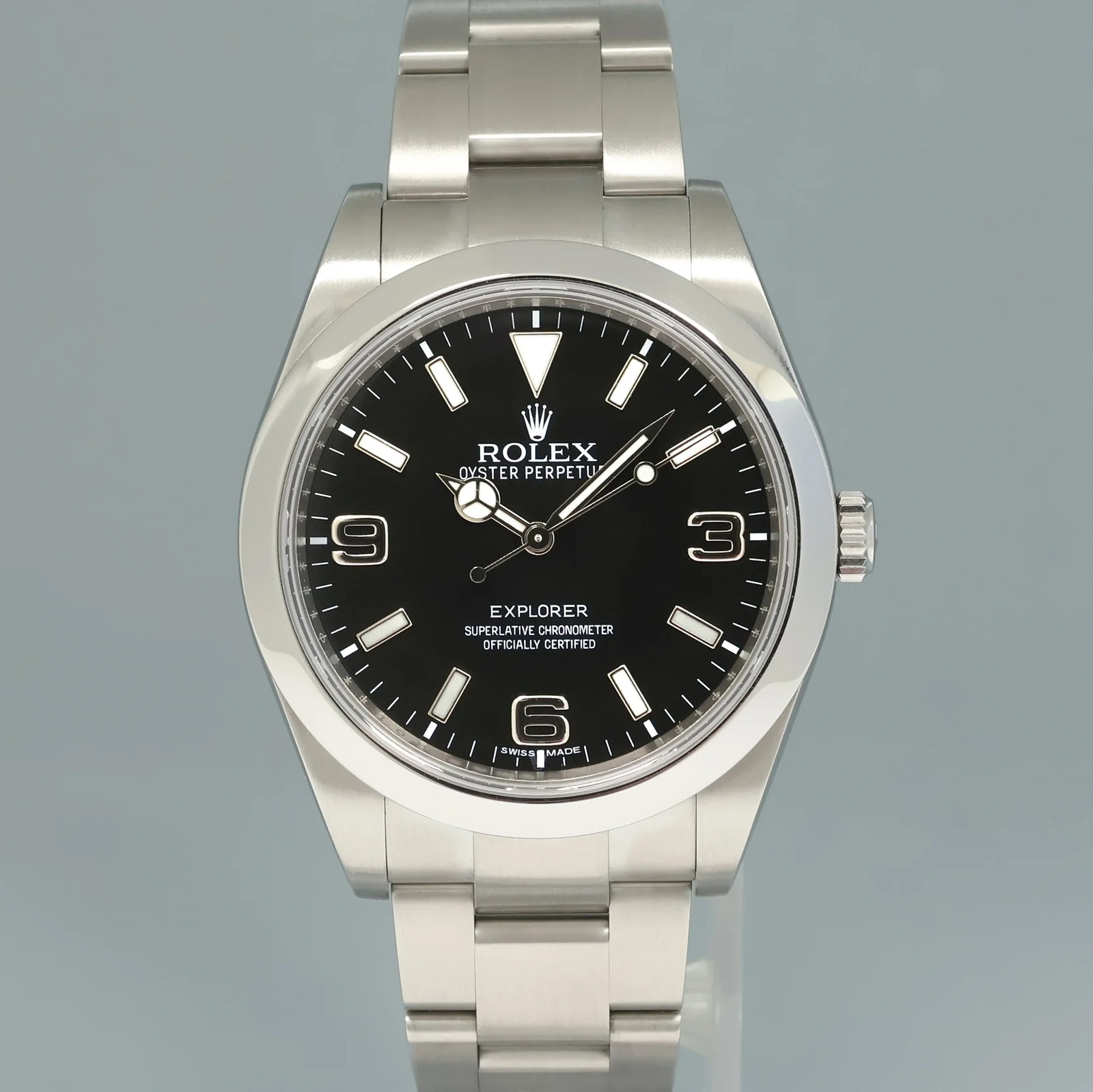 2015 MINT Rolex 214270 Explorer 1 Black Arabic MK1 Dial Steel 39mm Oyster Watch