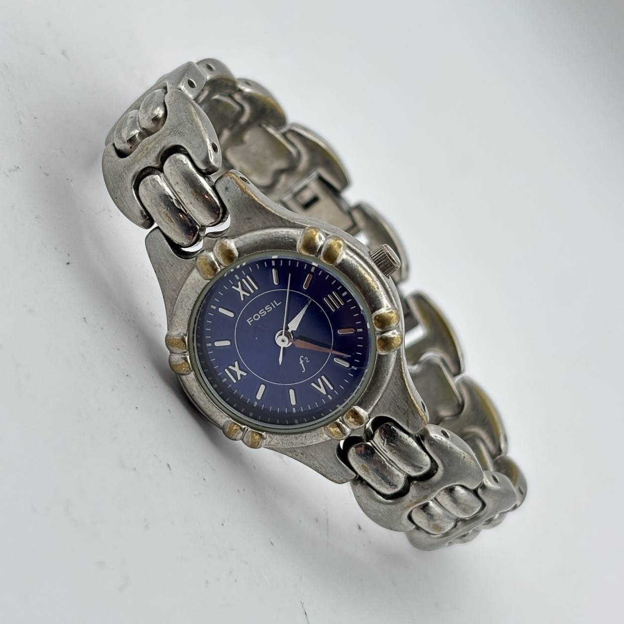 Fossil ES-8950 Silver Tone Metal Band, Blue Dial #9.13