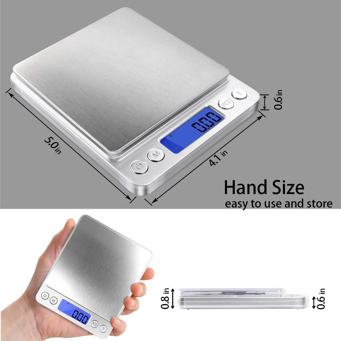 Fuzion Digital Gram Scale .01 Gram Accuracy, 500G Small Jewelry Scale, Mini Kitc