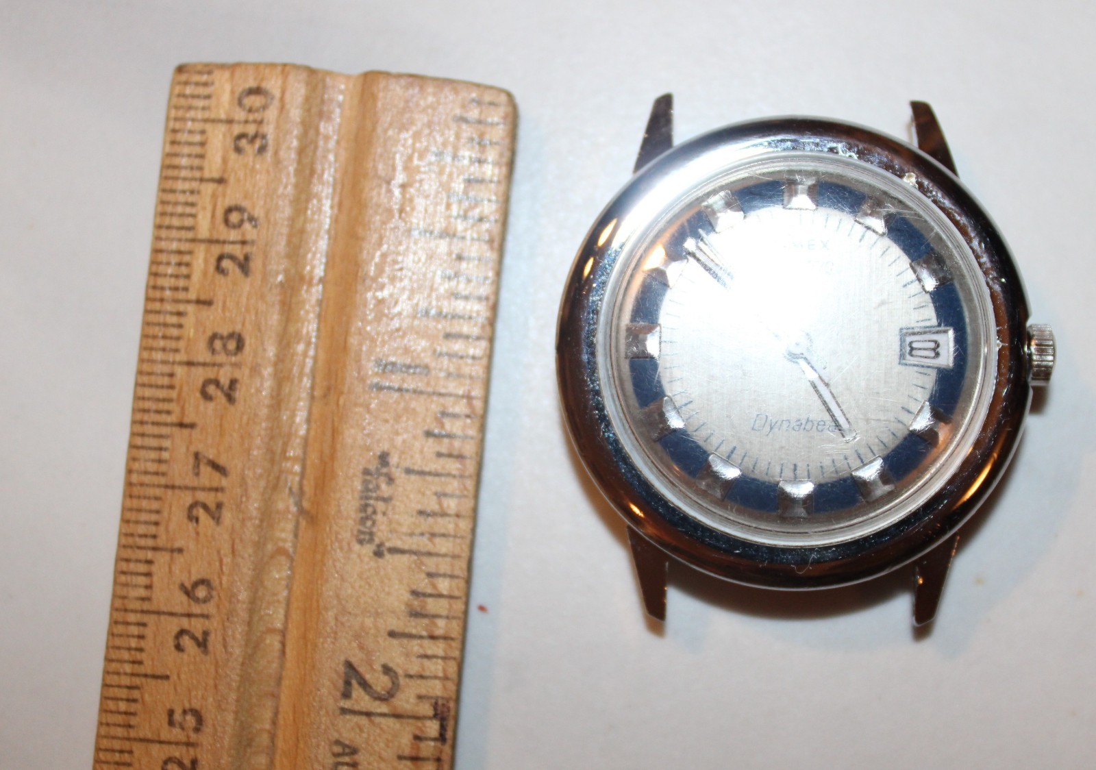 Vintage Timex Dynabeat Men Silver Tone Electric Watch Runs Good Collectible