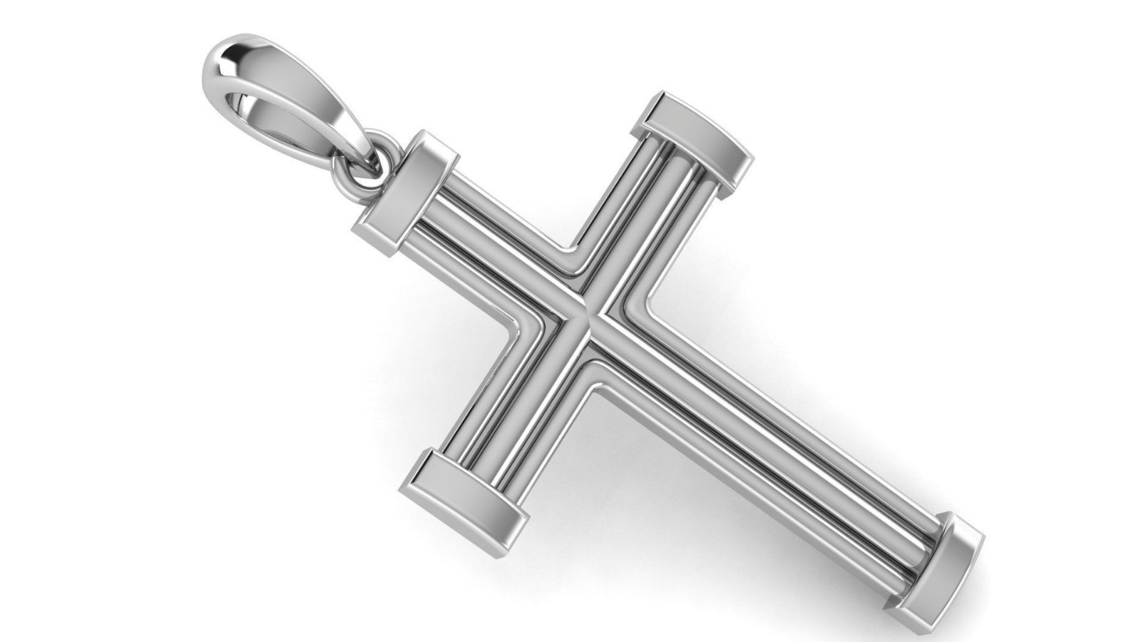 Modern Cross Pendant 999 Fine Silver 48mm Double Side Handmade Christian Faith