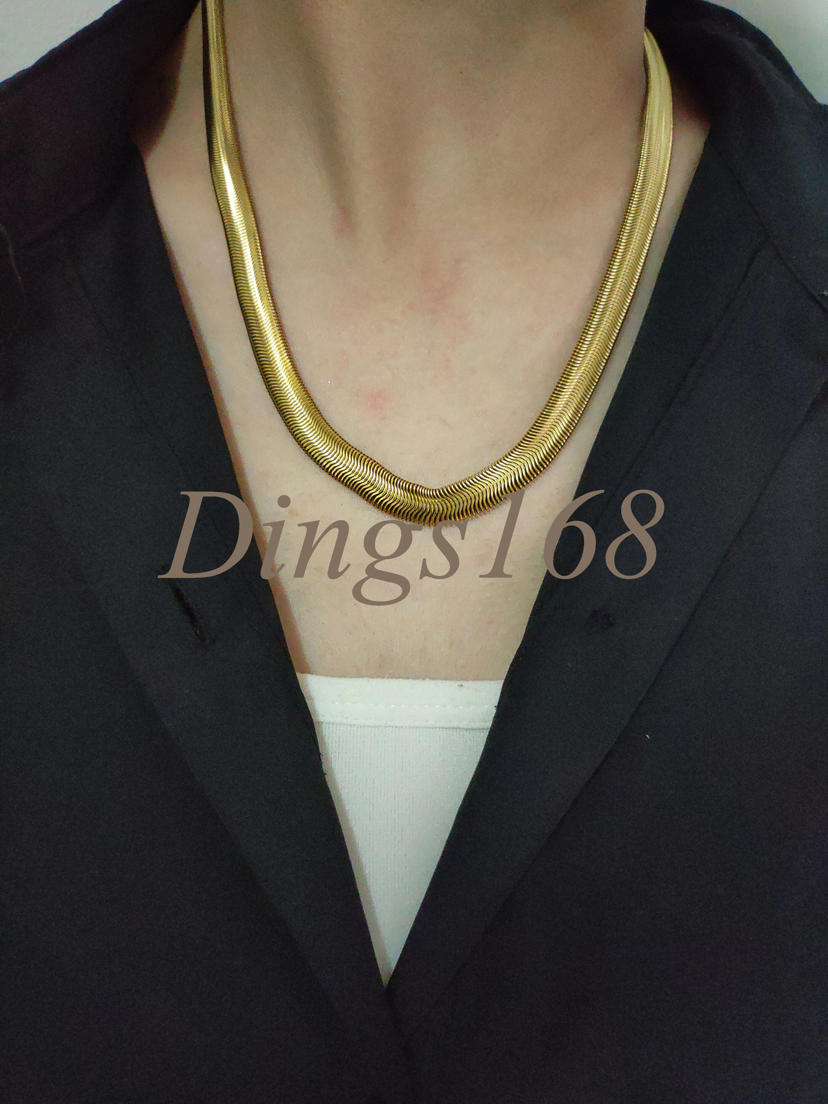 18K Yellow Gold Filled Tarnish-Free 7mm wide Flat Snake Chain Necklace 20″/22″
