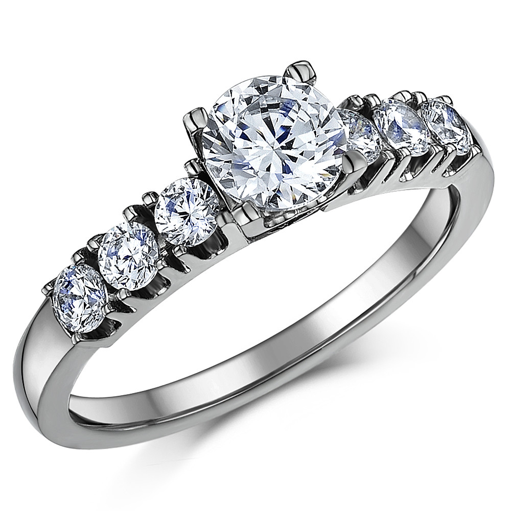 Titanium Engagement Ring 0.90ct Centre & 0.11ct Sides Solitaire CZ Stone Set