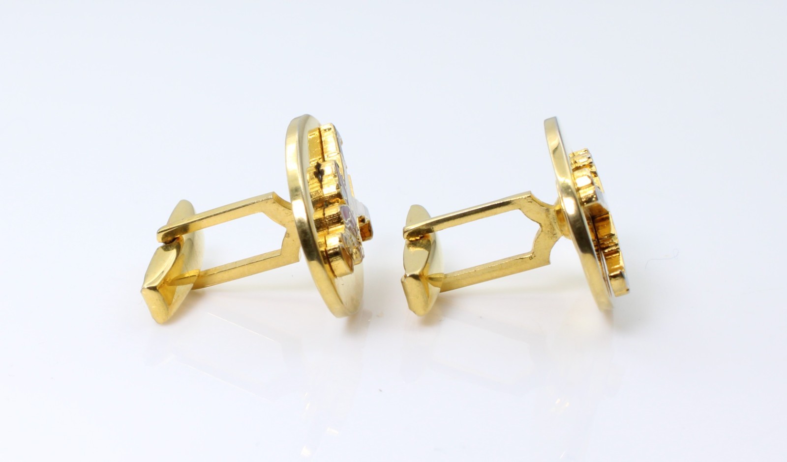Vintage Kinney Co. Prov. RI Johnnie Walker Red Label Enamel Cufflinks Gold Tone