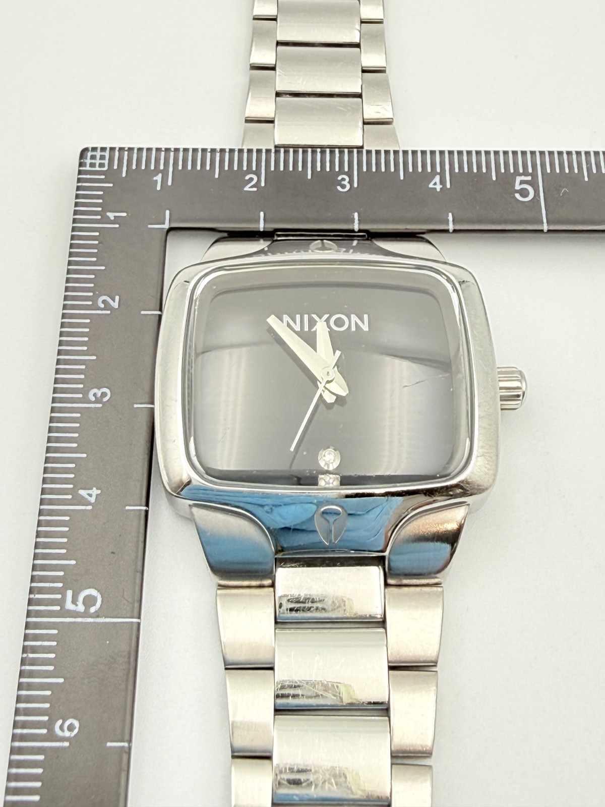 NIXON The SMALL PLAYER Qz Silver Black Dial Watch Wrist 16cm (6.3 in) – Rank C