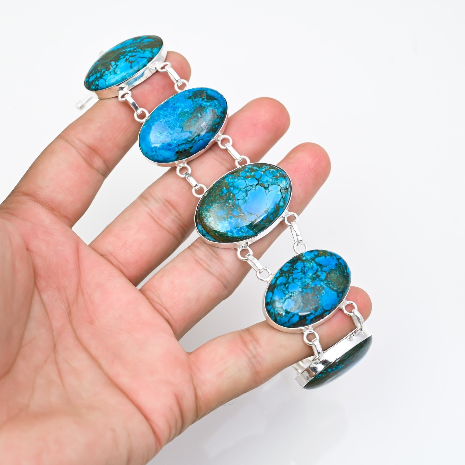 Turquoise Gemstone 925 Sterling Silver Handmade Bracelet Jewelry Gift For Love