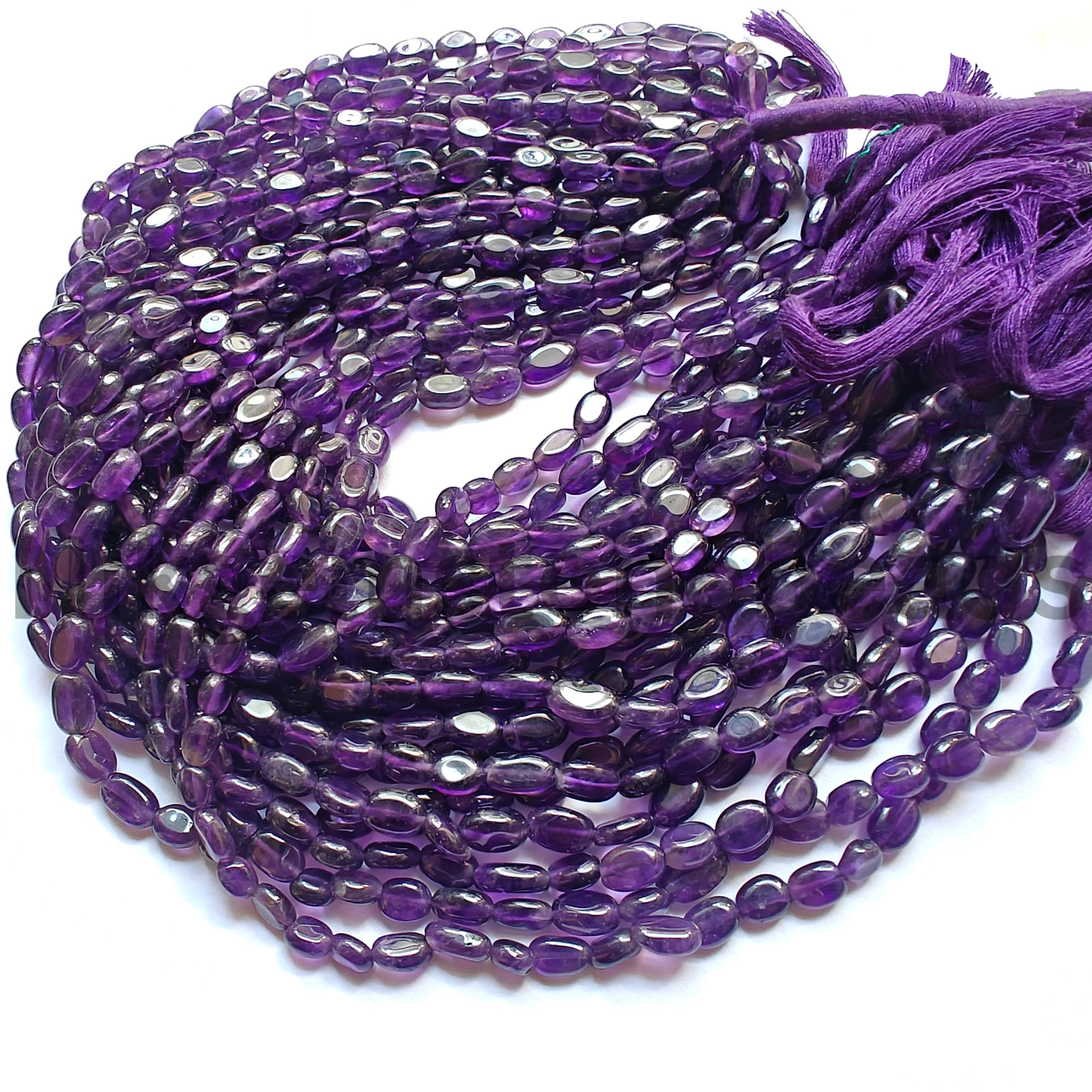 Natural Amethyst Gemstone Beads, Smooth & Plain Oval Cut Beads, 7.50-10.00 MM.