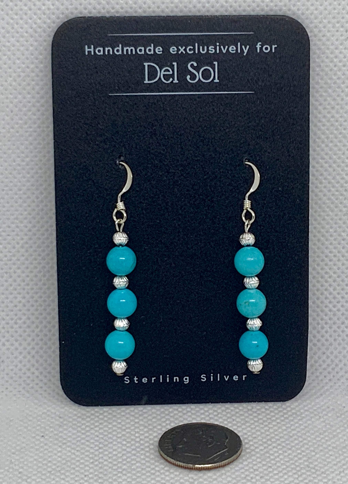 Genuine Turquoise and sterling silver earrings SR2051 Ships Free in Con’t USA