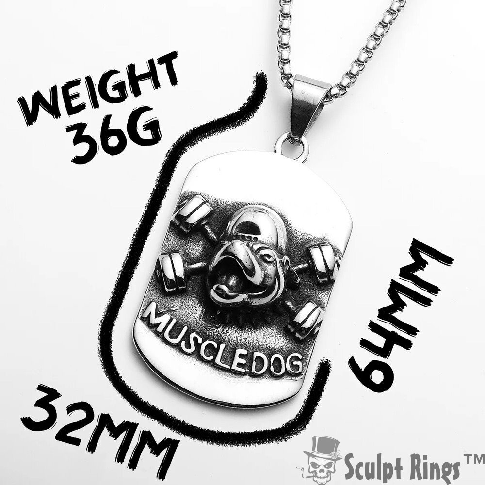 Sculpt Rings™ 316L Stainless Steel Bulldog Pendant | Available with 60cm Chain