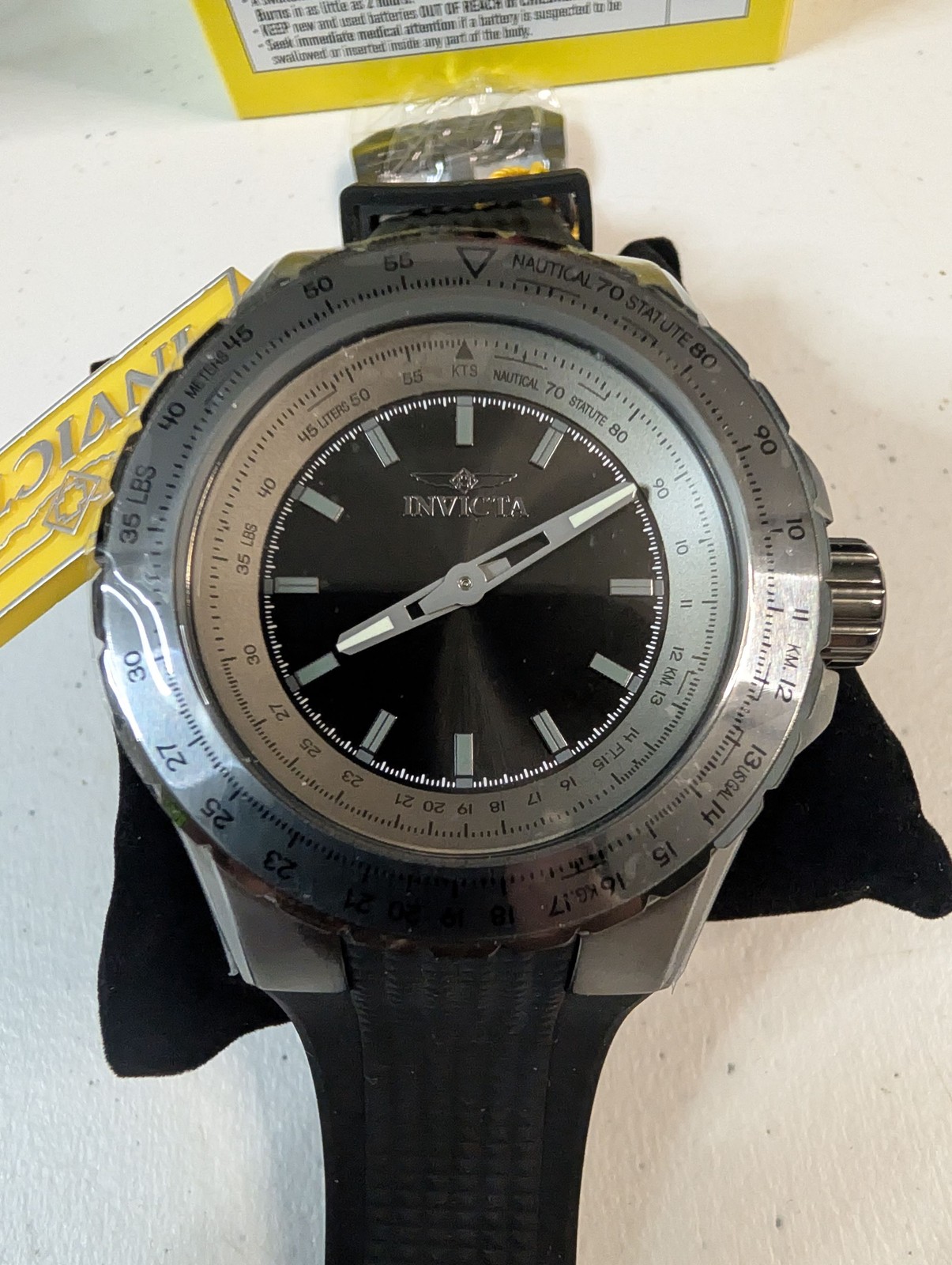 Invicta Mens Nautical Chronograph Black Dial Silicon Band Watch 49661 New In Box